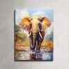 Colorful abstract canvas painting of elephant wall art poster