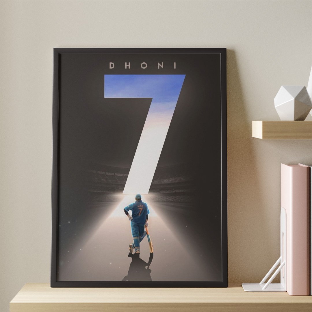 MS Dhoni Tribute Art: Wall and Room Decor Poster Frame