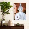 Lord Buddha in White Acrylic Wall Art , Acrylic paint