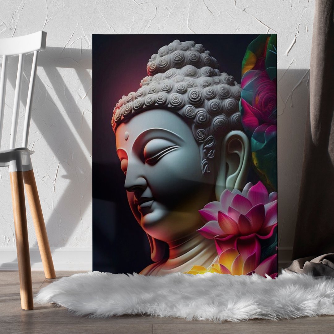 Lord Buddha ji face with flower wall Décor painting