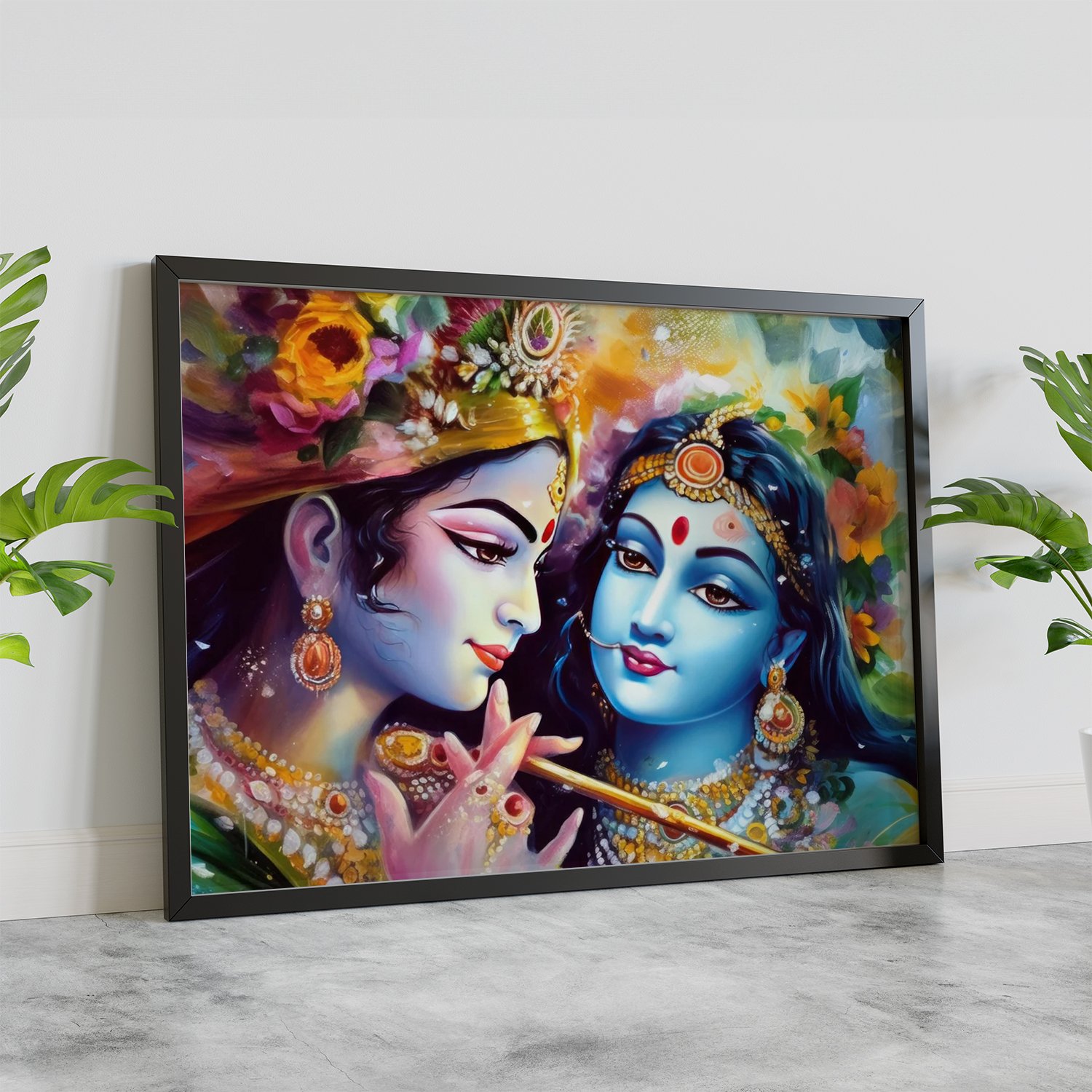 Lord Radha Krishna Flower Home Arts Painting