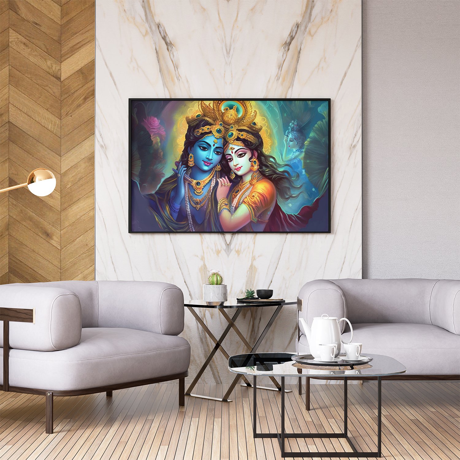 Lord Radha Krishna Flowers Home Arts Painting