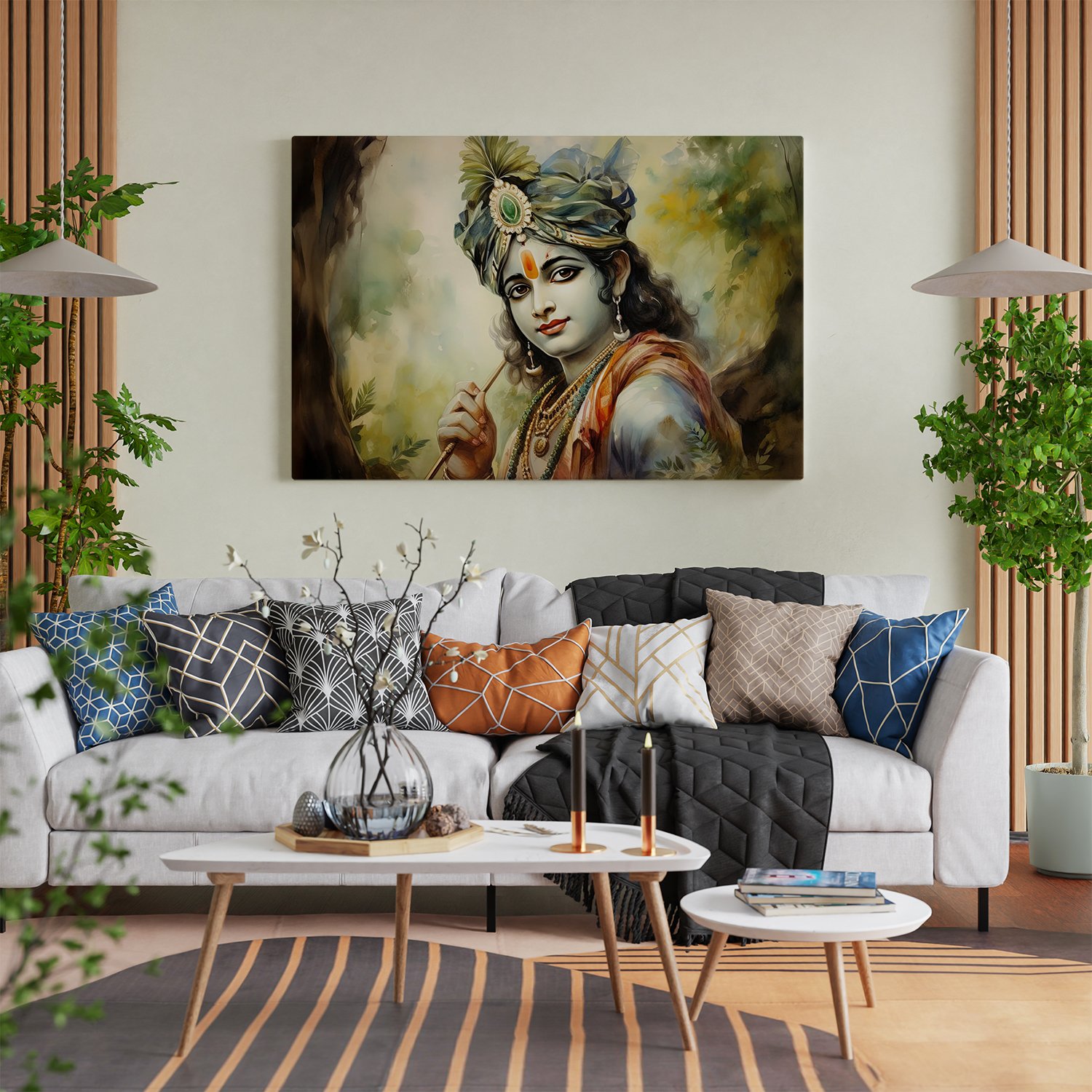 Lord Radha Krishna ji Flower wall Arts Painting