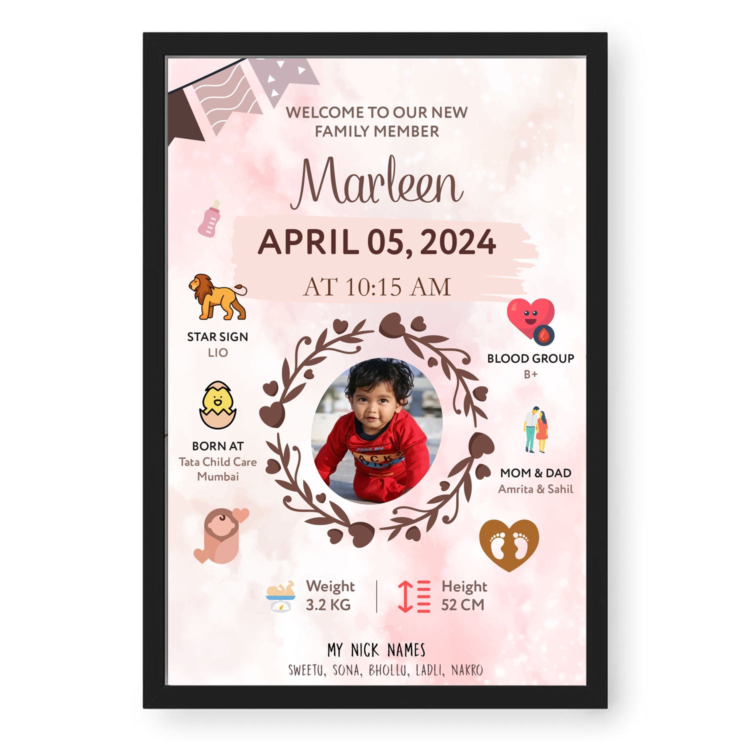 Personalized New Born Baby Bio Photo Frame -2