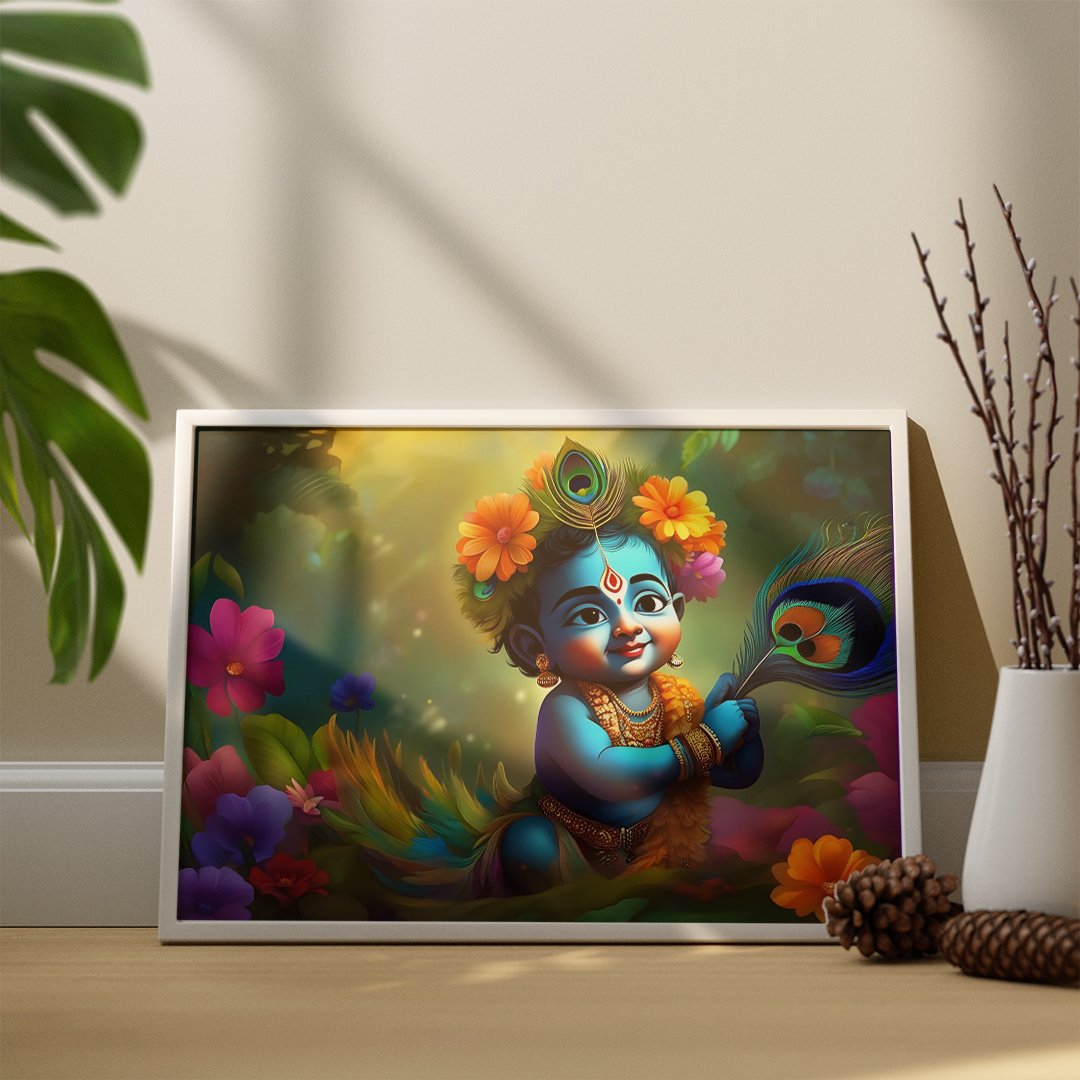 Lord Radha Krishna ji Flowers Home Arts Painting