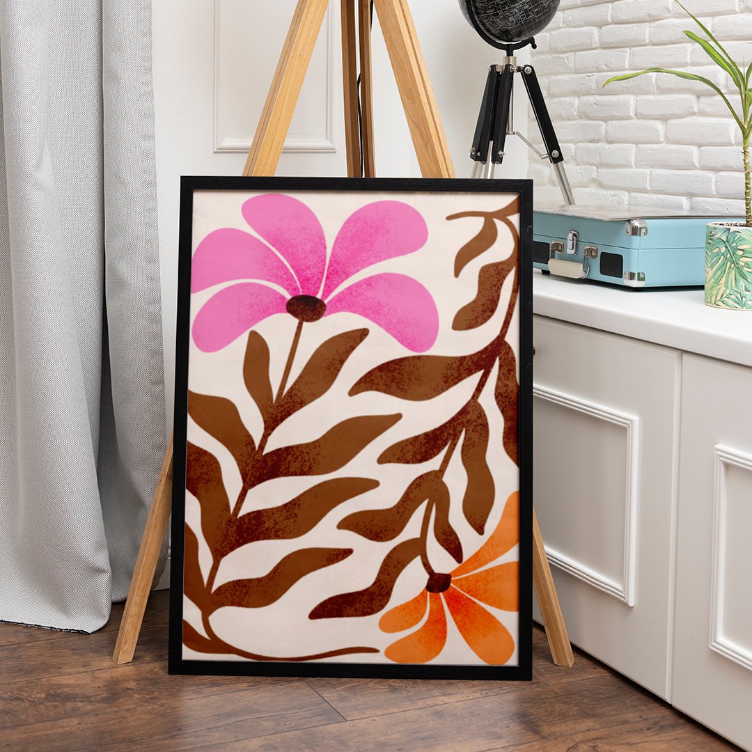Pink and Orange Flowers Matisse Style Arts Print