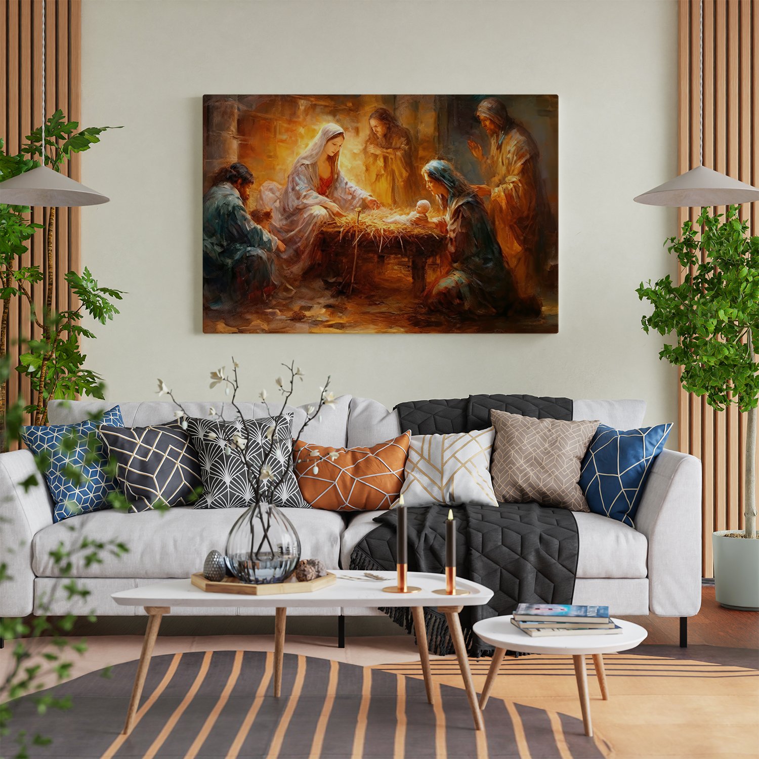 Nativity scene vertep religious concept star Painting