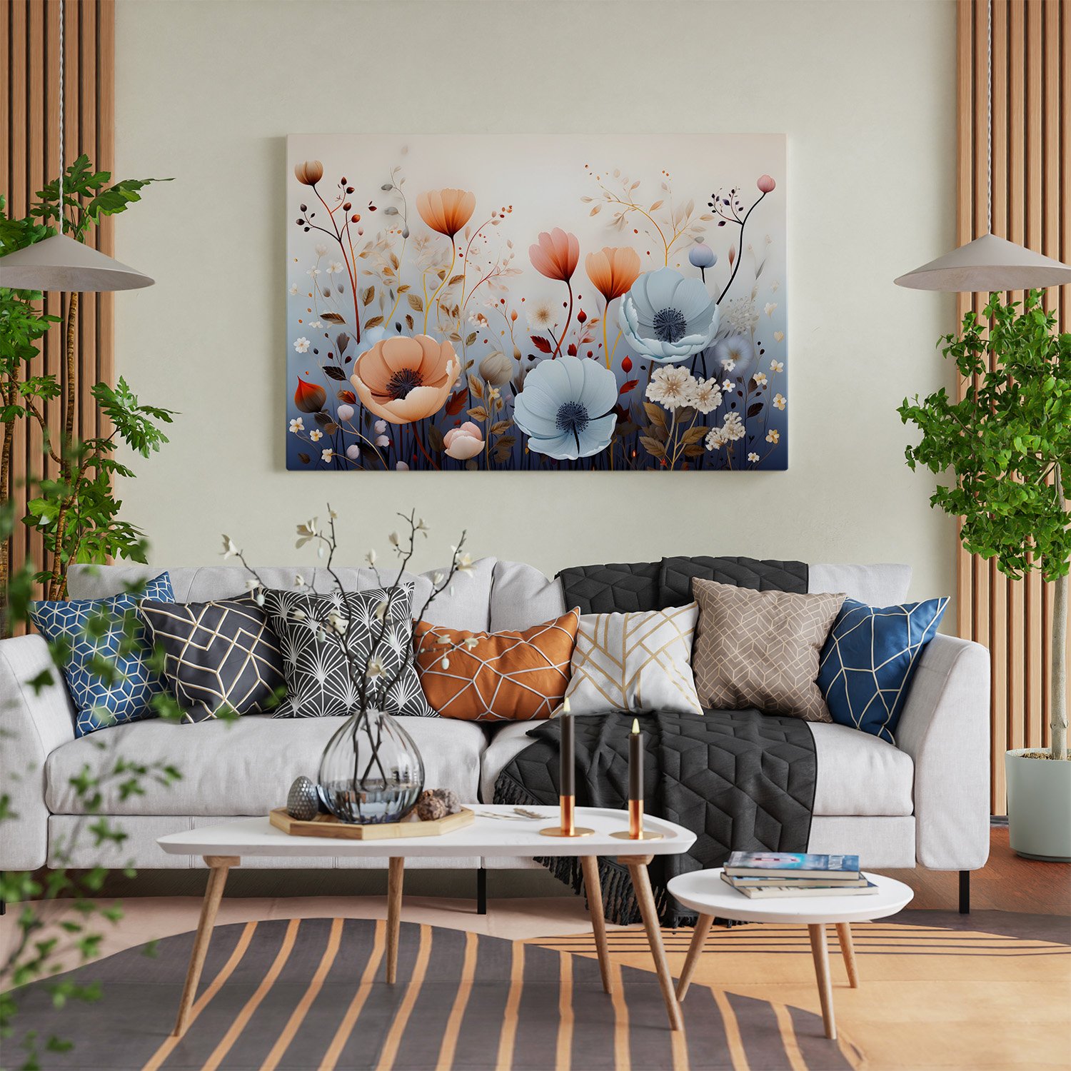 Pink and Orange Flowers Matisse Style Art Prints