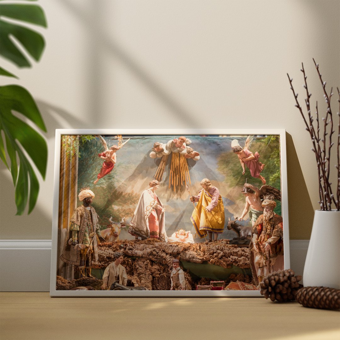 High angle view statue