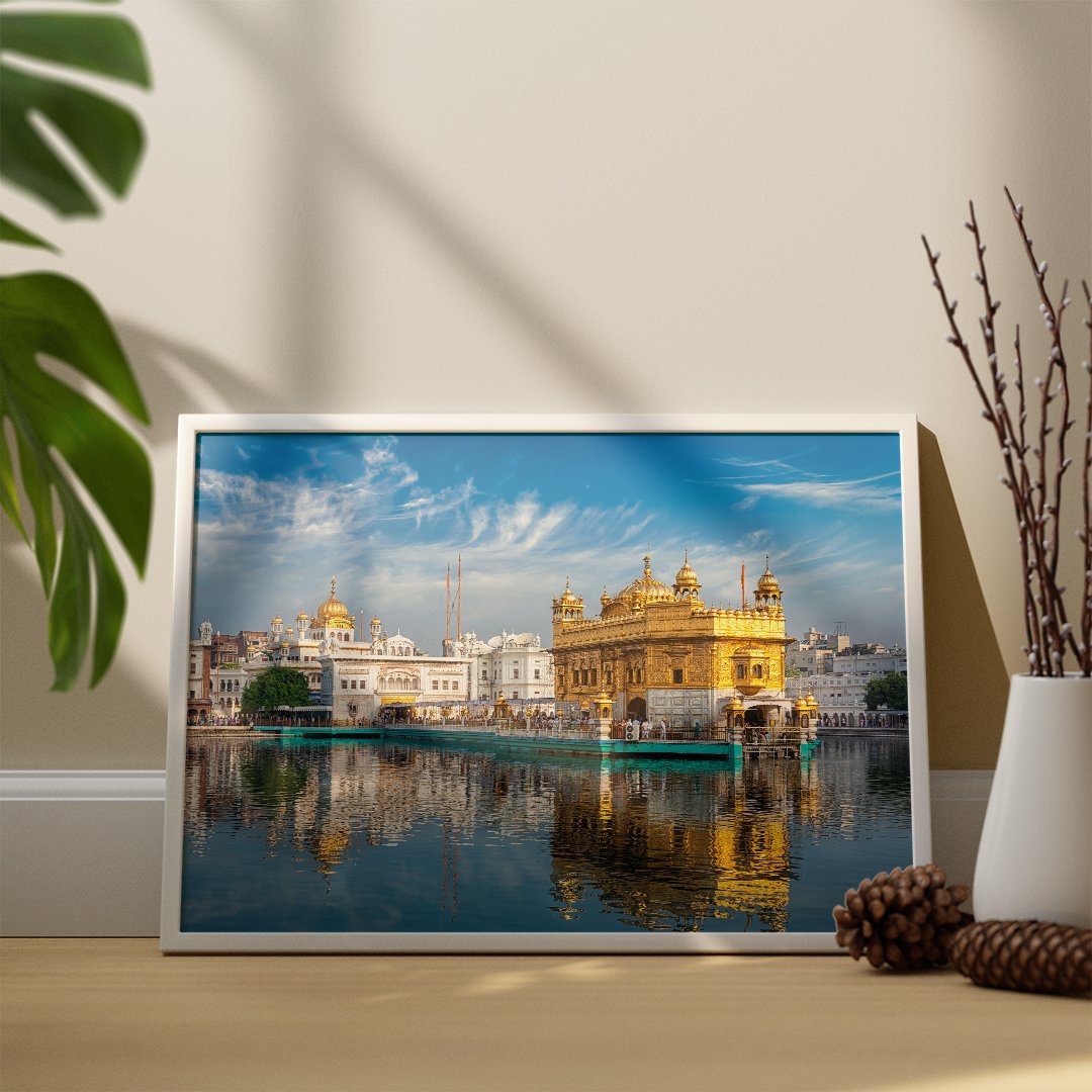 Golden Temple with Water Wall Art Paintings