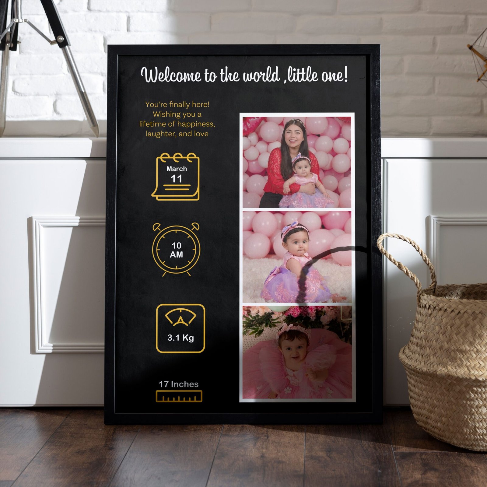 Personalized Welcome to the World Baby Collage | Custom Newborn Wall Art