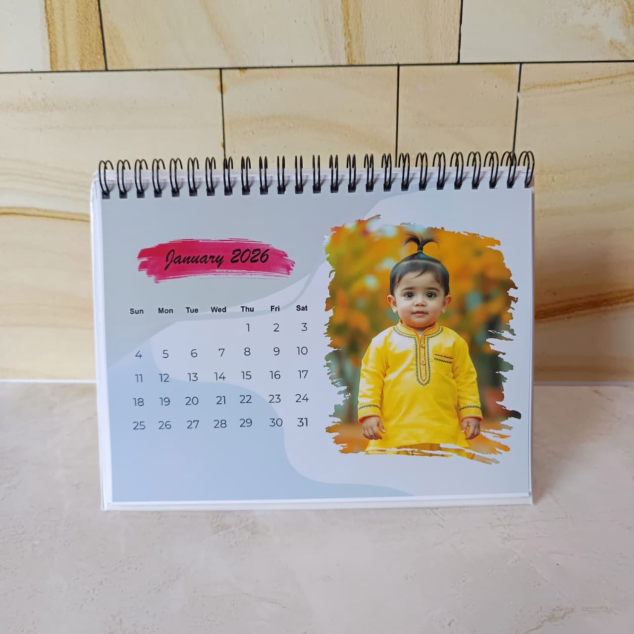 2026 Personalized Desk Calendar – 12 Photo Memory Gift